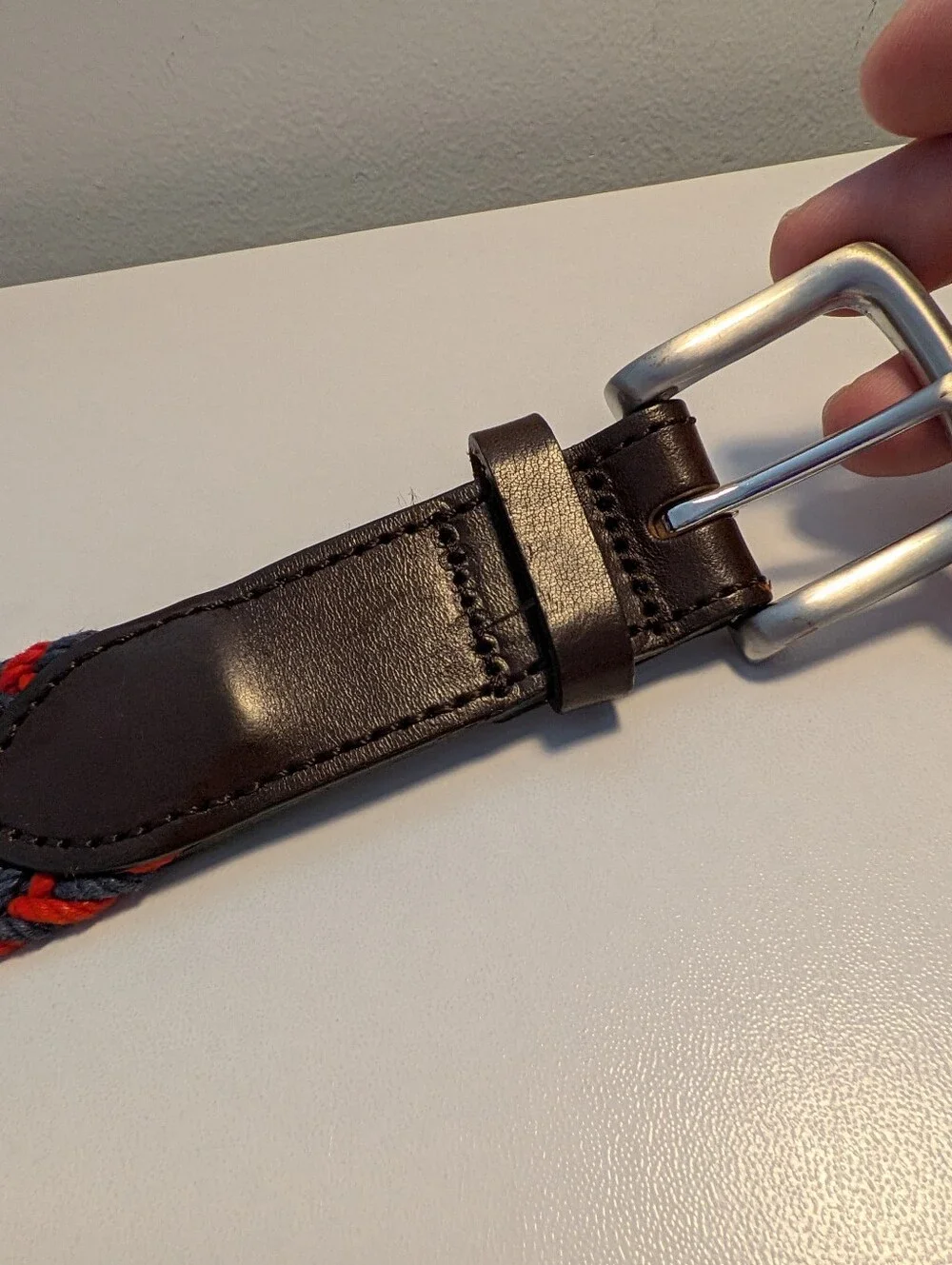 Vineyard Vines Braided Cotton Belt Red & Navy Blue Size 32